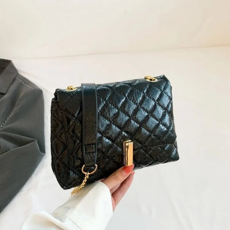 Luxury Laser Design Chevron Quilted Shoulder Bag  Women's High Quality Embroidered Thread PU Leather Crossbody Messenger Bag - M & M Global