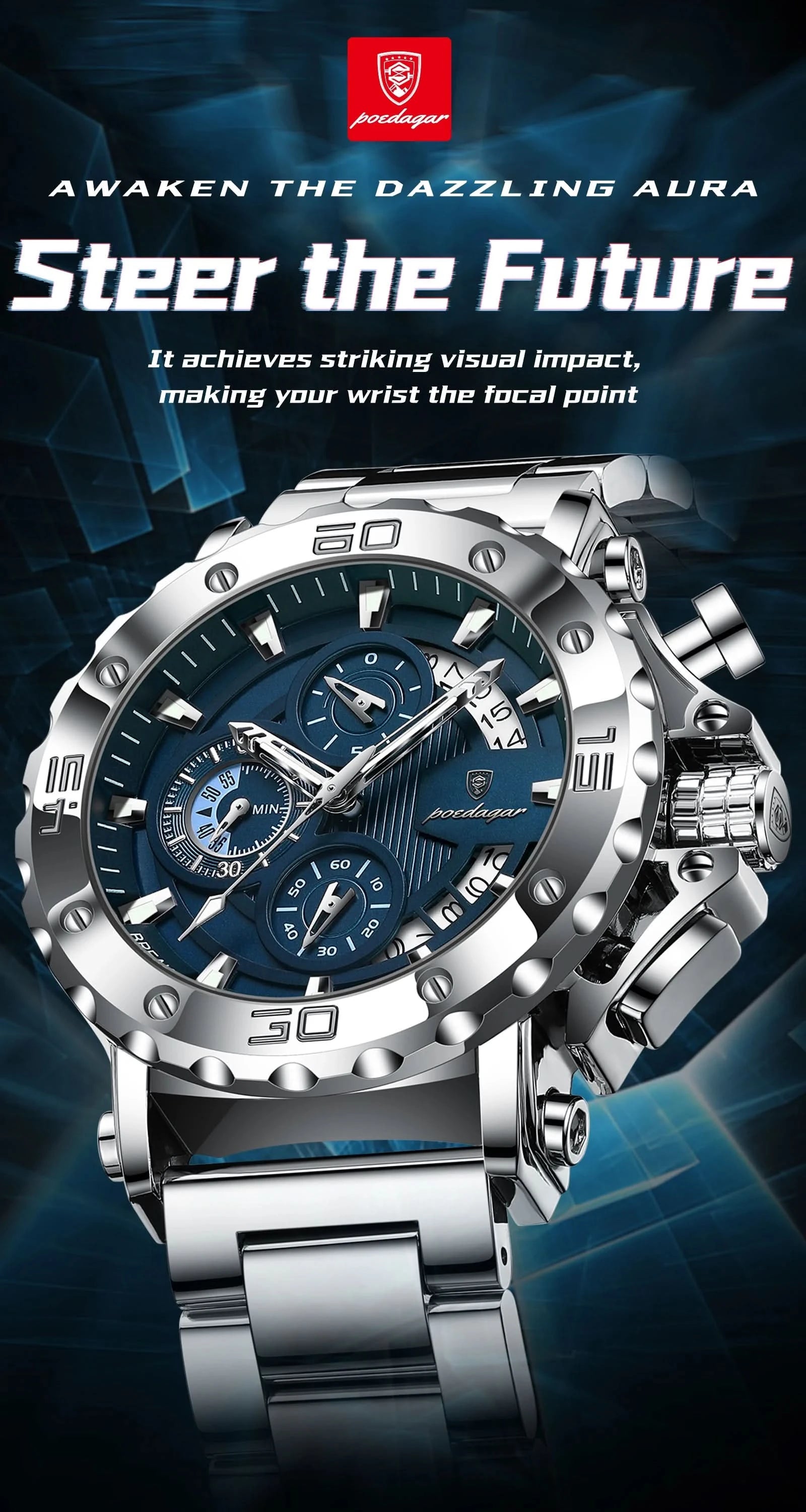 POEDAGAR Luxury Watch For Men Calendar Luminous Waterproof Man Clock Male Chronograph Stainless Steel Men's Quartz Watches Reloj - M & M Global