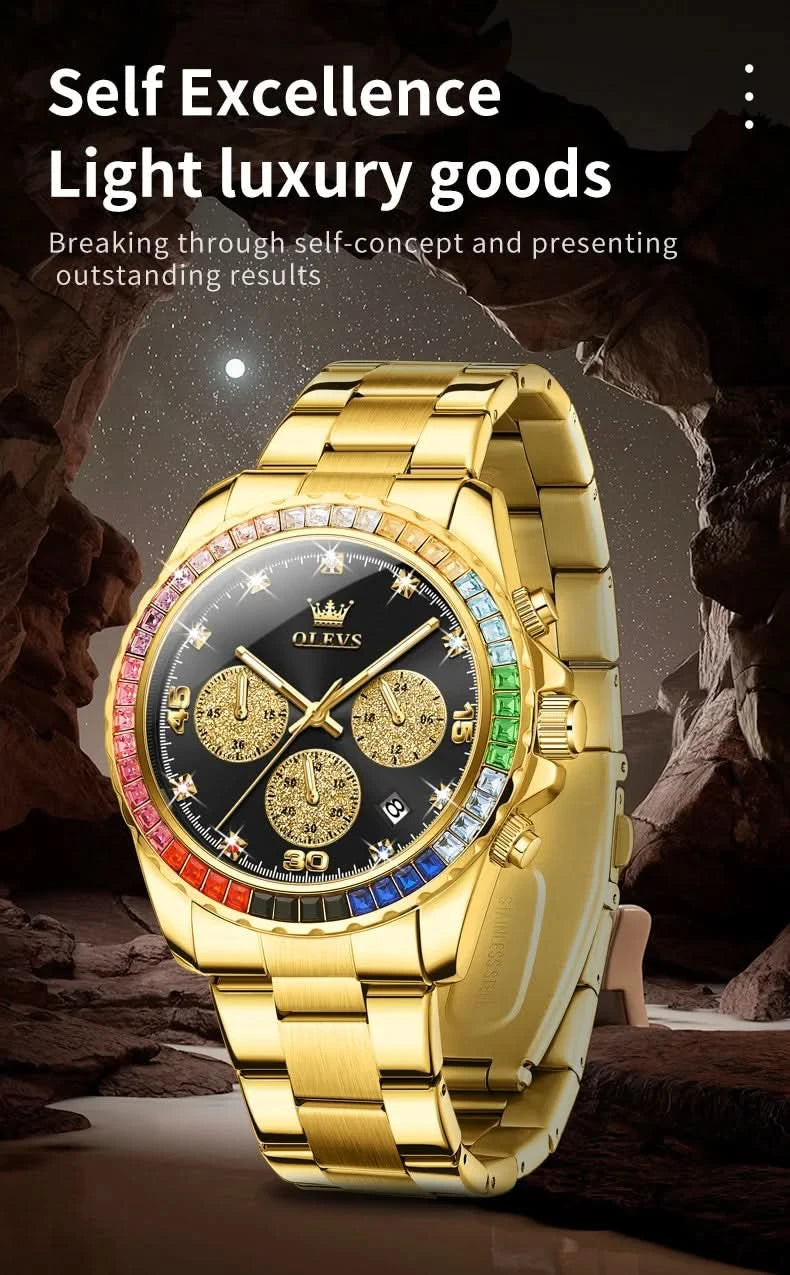 OLEVS 2939 Mens Watch Original Brand Quartz Watch Waterproof Luminous Watch For Men Multifunctional Chronograph Sport Date Reloj - M & M Global