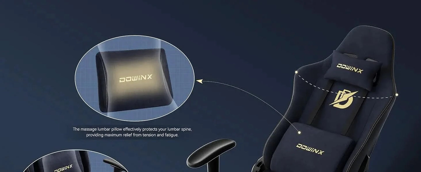 Dowinx Gaming Chair with Massage Lumbar Support, Suede Fabric Ergonomic Computer Chair with Footrest for Adults