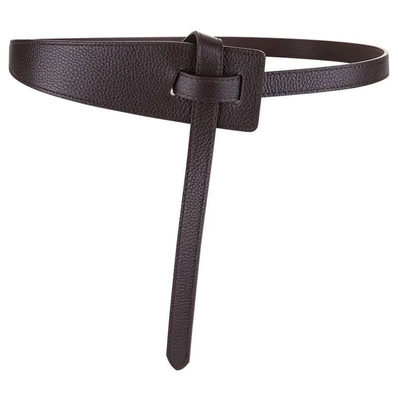 Knotted Belts for Women Belt Lady Waistband Soft Genuine Leather Suede Cowhide Waist Belt Straps Long Dress Coat Accessories - M & M Global