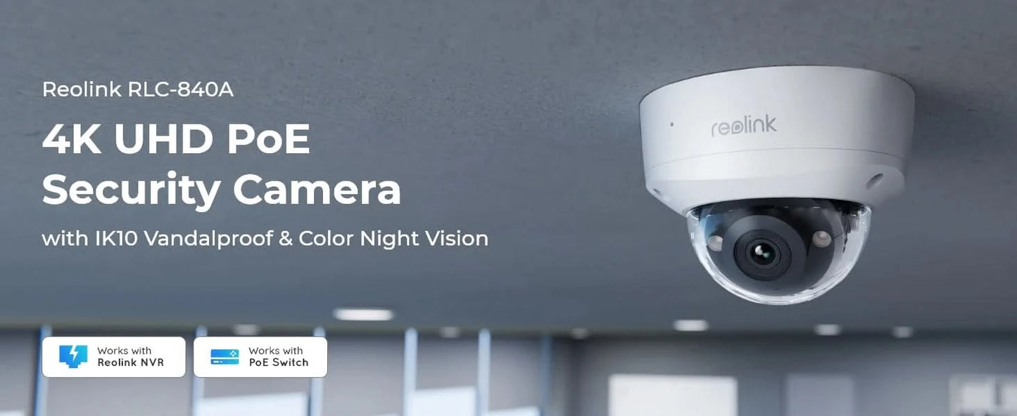 Reolink 8MP UHD IK10 Vandal-Proof PoE Security Camera 4K Outdoor IP Camera 125° Wide Angle IP67 Waterproof Surveillance Cameras