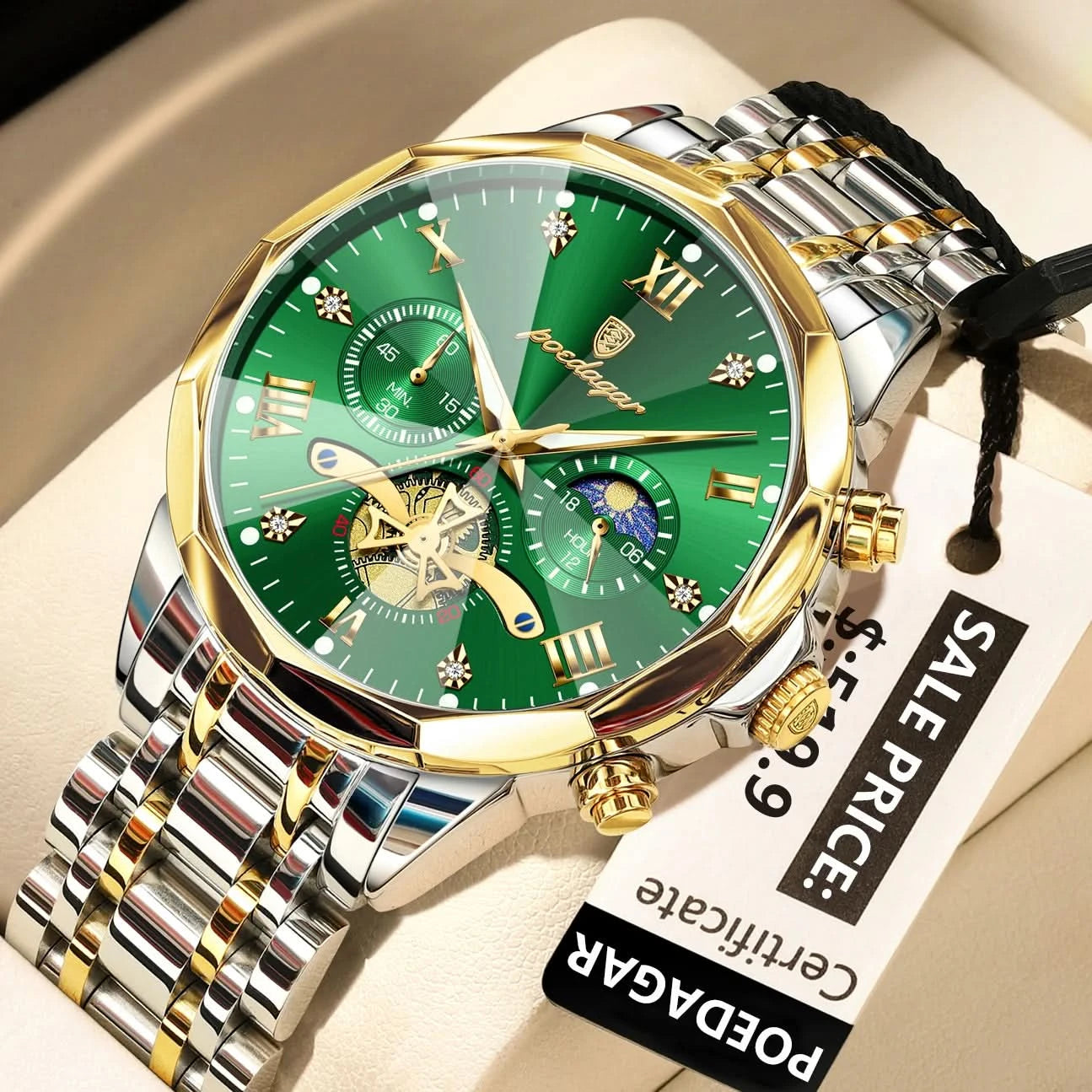 POEDAGAR Luxury Men Watch Top Original Waterproof Luminous Chronograph Man Wristwatch Stainless Steel Quartz Men's Watches Reloj - M & M Global