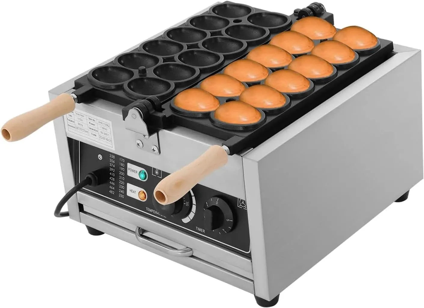 16 Grids Commercial Waffle Maker 1750W Round Waffle Baker Machine With 122-572℉ Temp Range and Time Control Non-stick Waffle Iro - M & M Global