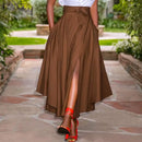 ZANZEA 2024 Summer Women Party Split Sundress Stylish Irregular Skirts High Waist Maxi Vestidos Solid Robe Saia Holiday Faldas