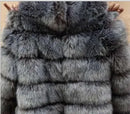 DEAT Fashion Orange Imitation Fox Fur Grass Coat Women's Round Neck Plush Thick Jacket Winter New 7A1578