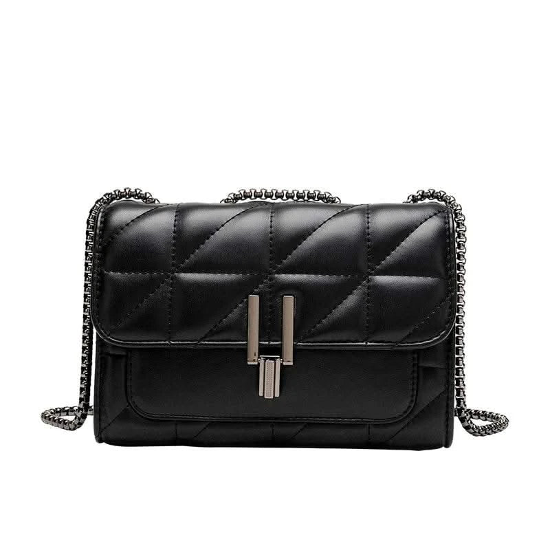 Classic Quilted Detail Square Bag, Solid Color Flap Shoulder Bag, All-Match Chain Bag - M & M Global