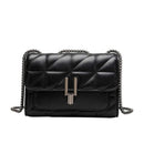Classic Quilted Detail Square Bag, Solid Color Flap Shoulder Bag, All-Match Chain Bag - M & M Global