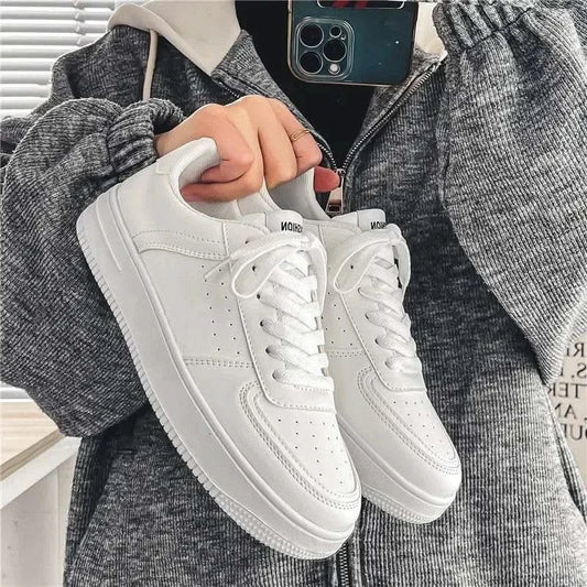 Casual Men's Sneakers Autumn 2025 New Style Winter Pure White Fiberglass Synthetic Lining Rubber Sole Unisex Leisure Shoes - M & M Global