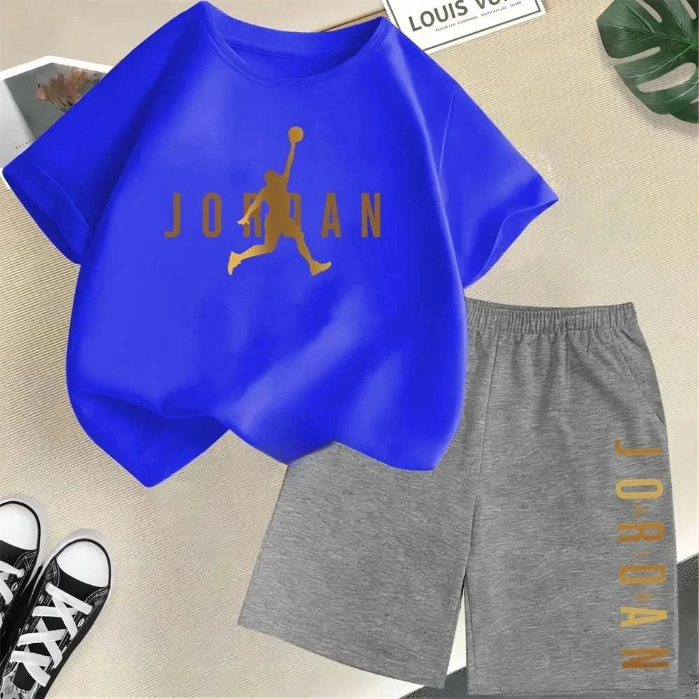 Hot Sales Summer Slam Dunk Master Pattern Print Children Short Sleeve T-shirt+Shorts 2pcs Set Kids Boy Girl Fashion Sportsuit - M & M Global