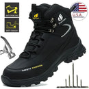 Mens Safety Shoes With Steel Toe Waterproof Boots Puncture Proof Anti-smash Mens Outdoor Work Sneakers Construction Work Shoes