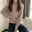 2025 Winter Imitate Mink Wool Hot Fleecing Female Turtleneck Elastic Casual Sweater Women Knitted Tops Pullovers Soft  Warm
