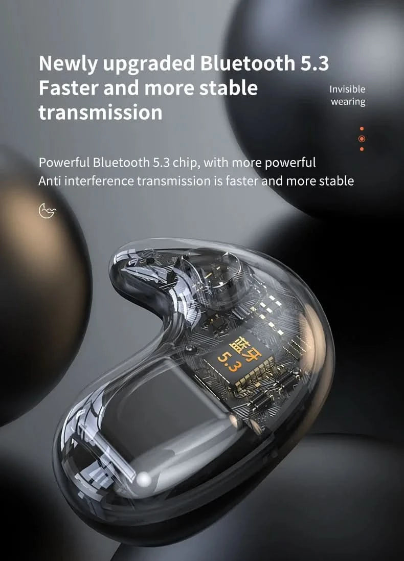 Sleep Wireless Earphone TWS Bluetooth 5.3 Headphones Hidden Earbuds IPX5 Waterproof Noise Reduction Sports Headset - M & M Global