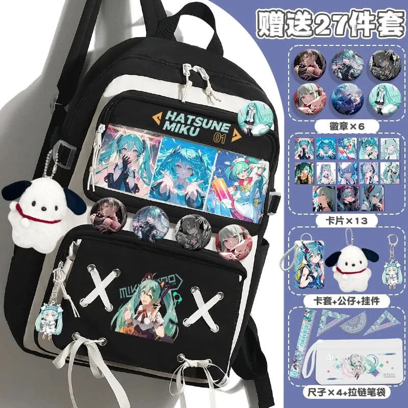 Miku Future School Backpack for Girls 2025 New Fashion Print Youth Pain Bag Large Capacity Backpack for School - M & M Global