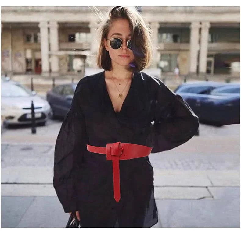 Knotted Belts for Women Belt Lady Waistband Soft Genuine Leather Suede Cowhide Waist Belt Straps Long Dress Coat Accessories - M & M Global