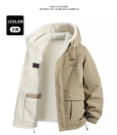 Reversible Winter Lamb  Fleece Hooded Jacket Streetwear Men Women Reversible Cotton Jackets Casual Zipper Thick Warm Coat