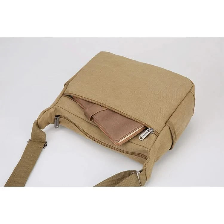 Men's Multi Pocket Casual Shoulder Bag - Adjustable Shoulder Strap, Zipper Closure, Ideal for Daily Commuting - M & M Global