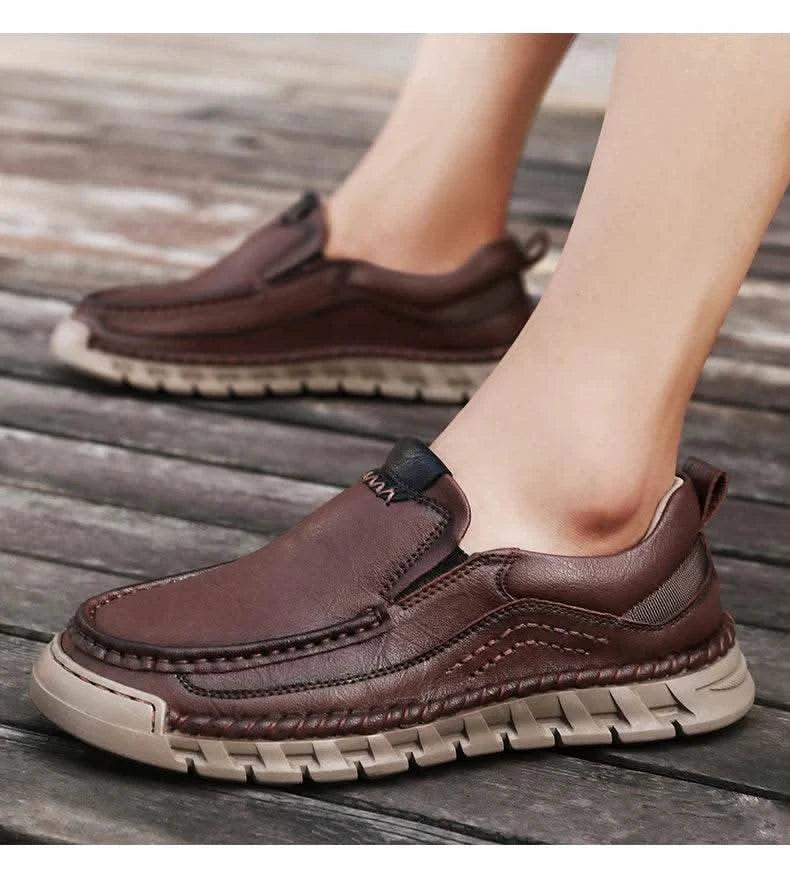 2024 Retro Loafer Genuine Split Leather Classic Shoes Sewing Comfortable Men Casual Slip-on Club Party Shoe Spring Summer - M & M Global
