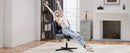 JHK PU Leather Cross Legged Office Chair Armless Desk Chair with Dual-Purpose Base Adjustable Swivel Fabric Task Vanity Home