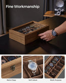 SONGMICS Watch Box, 12-Slot Watch Case, Solid Wood Watch Box Organizer with Glass Lid, Watch Display Case with Removable Pillows - M & M Global