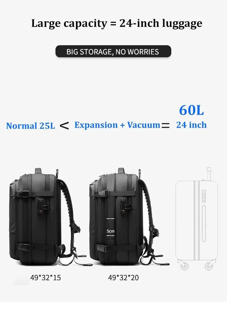 Travel Men 17 inch Laptop Backpack vacuum compression Backpack Business Large Capacity school Backpack expand outdoor backpack - M & M Global