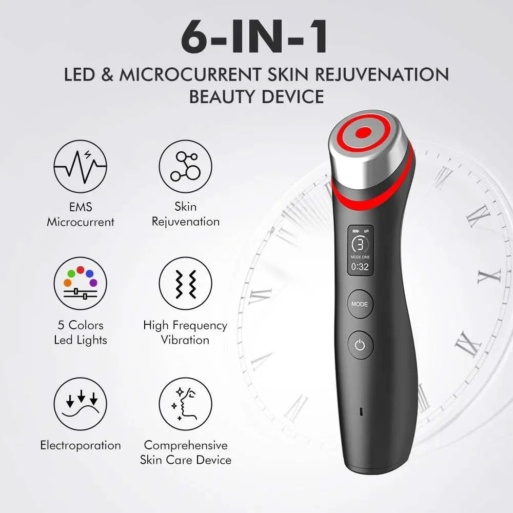 6 in 1 Age Booster Skin Care Facial Glow Booster Beauty Device Facial Skin Care Tools Anti Aging Microcurrent Lift Face Care - M & M Global