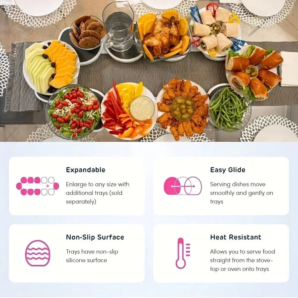 Kitchen Dining Table Turntable Kitchen Countertop Turntable 360 Degree Rotation Versatile Heat Resistant for Rectangular Table