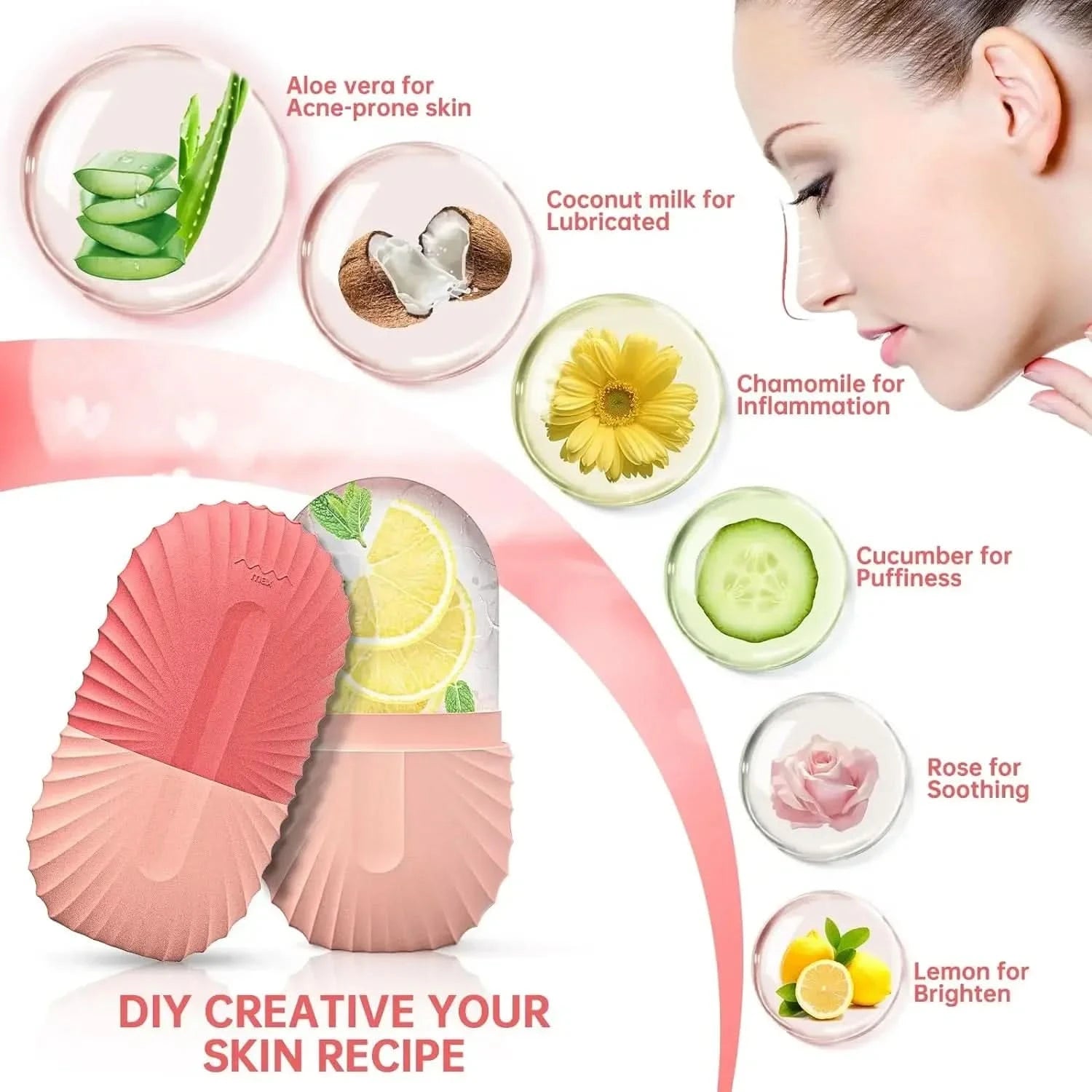 Ice Facial Roller Skin Care Beauty Lifting Contouring Tools Ice Cube Trays Ice Globe Balls Face Massager Skin Care Tool - M & M Global