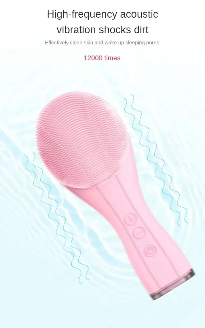 Electric Facial Cleansing Brush Deep Pore Cleaning Sonic Vibration Waterproof Acne Blackhead Remover Pore Cleaner Silicone - M & M Global