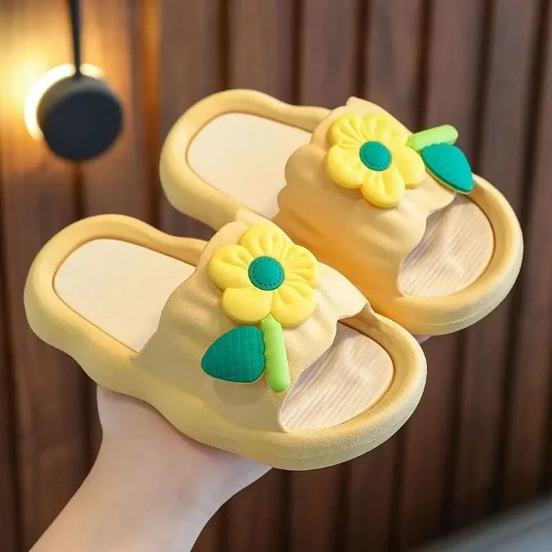 Summer New Kids Home Shoes Anti Slip Soft Sole Girls Bath Slipper Cartoon Cute Flower Bow Princess Slippers Children Beach Shoes - M & M Global