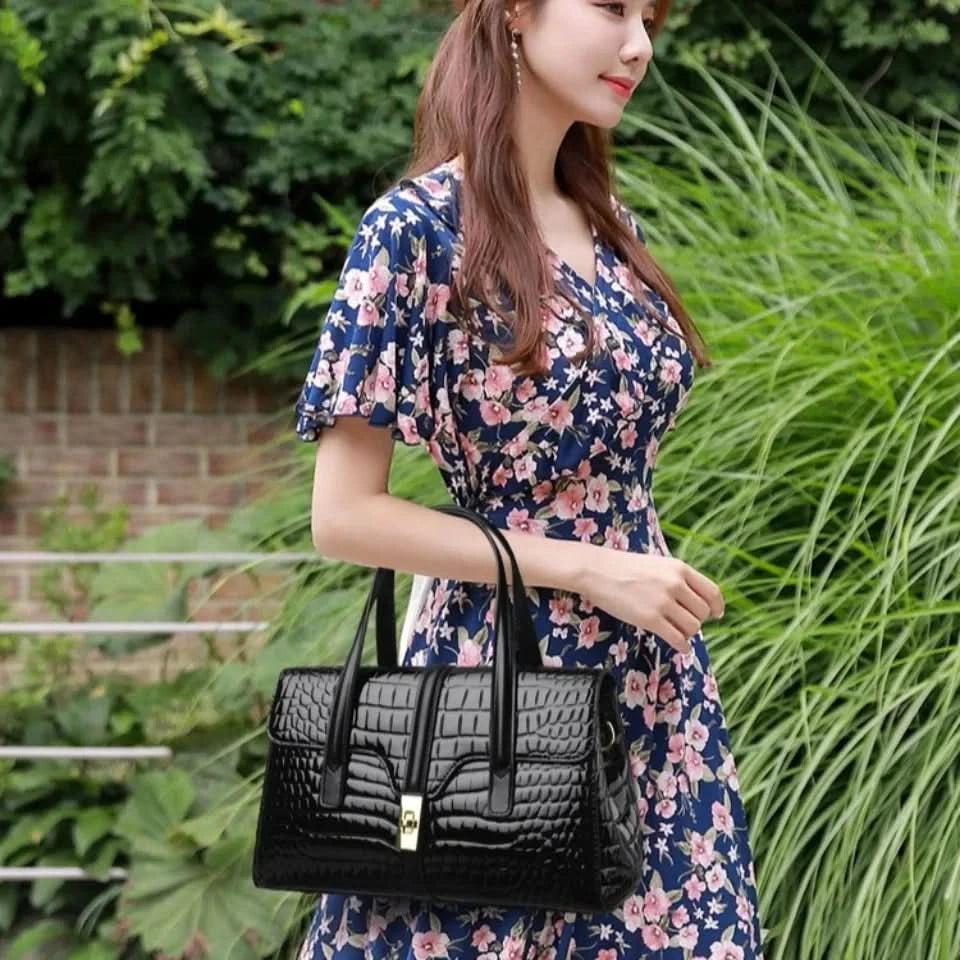 Luxury Shoulder Tote Bag Alligator Patent Leather Hand Bags for Women 2025 Designer Daily commuting Handbags HIgh Quality Sac - M & M Global