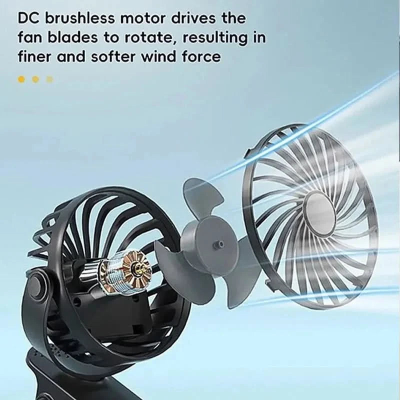 Rechargeable Portable Electric Fan 720° Rotating Hanging Clip Fan Night Light Air Cooler Outdoor Camping Small fans ventilador - M & M Global