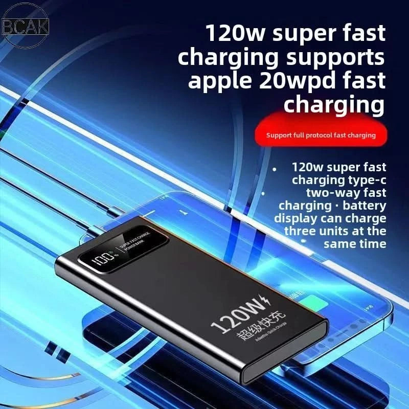 Quality BCAK New 120W Power Bank 20000mAh Super Fast Charging Large Capacity Mobile Power Supply - M & M Global