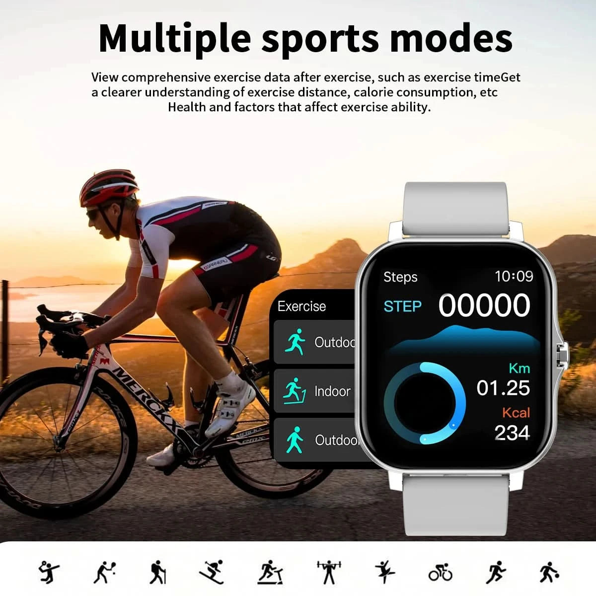 HOT 2025 Smart watch, Bluetooth calls, message reminders, custom dial wallpaper, compatible with Android and iPhone