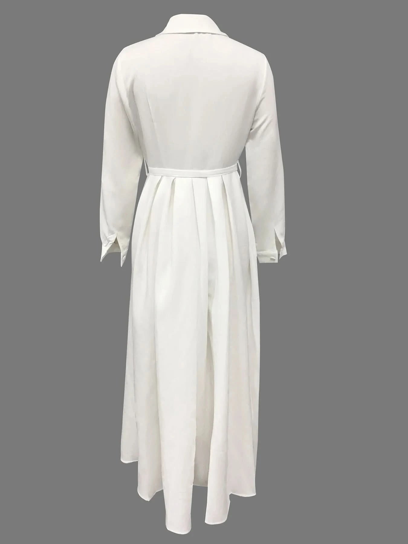 Elegant A Line Maxi Wedding Dress Women Solid Party Evening Bridesmaid Long Dress Pockets Turndown Collar Women Vestidos - M & M Global