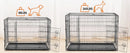 JHK Double Door Folding Metal Wire Dog Cage with Plastic Leak-Proof Pan Tray Extra Large Pet Kennel for Indoor Outdoor Travel