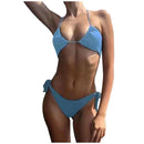 SunnyDay Candy Color Bikini Swimsuit Sheer Yet No Tan Lines Breathable Tie Up Design Vacation Outfits Split Swimwear - M & M Global