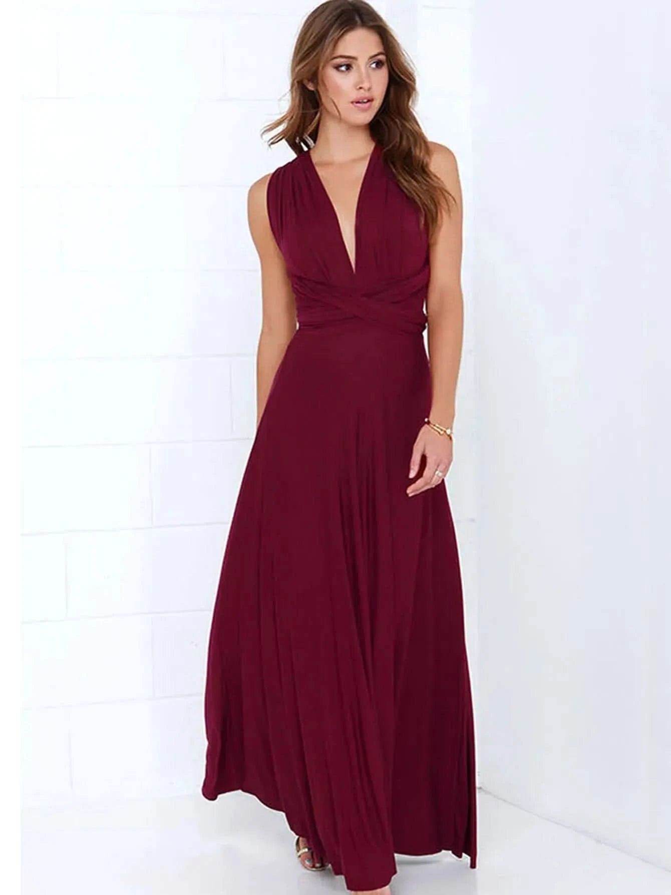 Sexy Women Multiway Wrap Convertible Boho Maxi Club Red Dress Bandage Long Dress Party Bridesmaids Infinity Robe Longue Femme - M & M Global