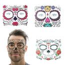 Day of The Dead Skull Face dress up Temporary Tattoo Stickers Pop Halloween Facial makeup Special Waterproof Face tattoo - M & M Global