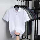 100% pure cotton short sleeved men's polo shirt summer boutique fashion high-quality top solid color collar back striped T-shirt