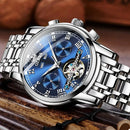 OLEVS Men's Watches Automatic Mechanical Business Wristwatch Waterproof Stainless Steel Strap Watch for Man Skeleton Calendar - M & M Global