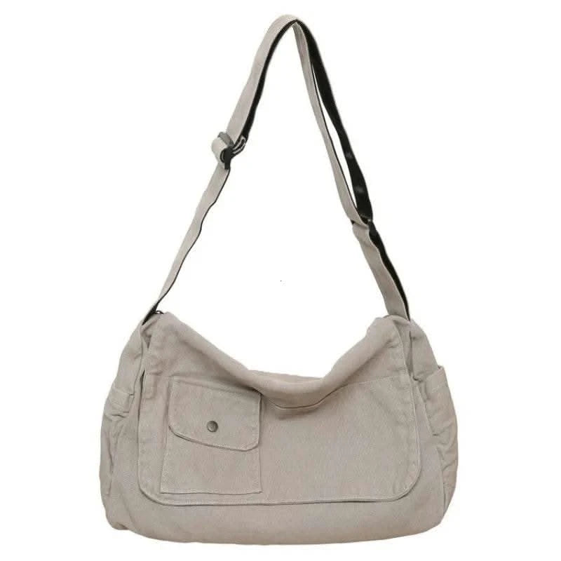 Casual Canvas Messenger Bag Versatile Flip Large Capacity Shoulder Book Bag For Student Adjustable Crossbody Bag For Men Women - M & M Global
