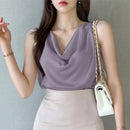 ZANZEA Fashion Cowl Neck Sleeveless Tank Tops Women Korean Style Elegant Satin Silk Solid Color Tanks Office Lady Sexy Camisole