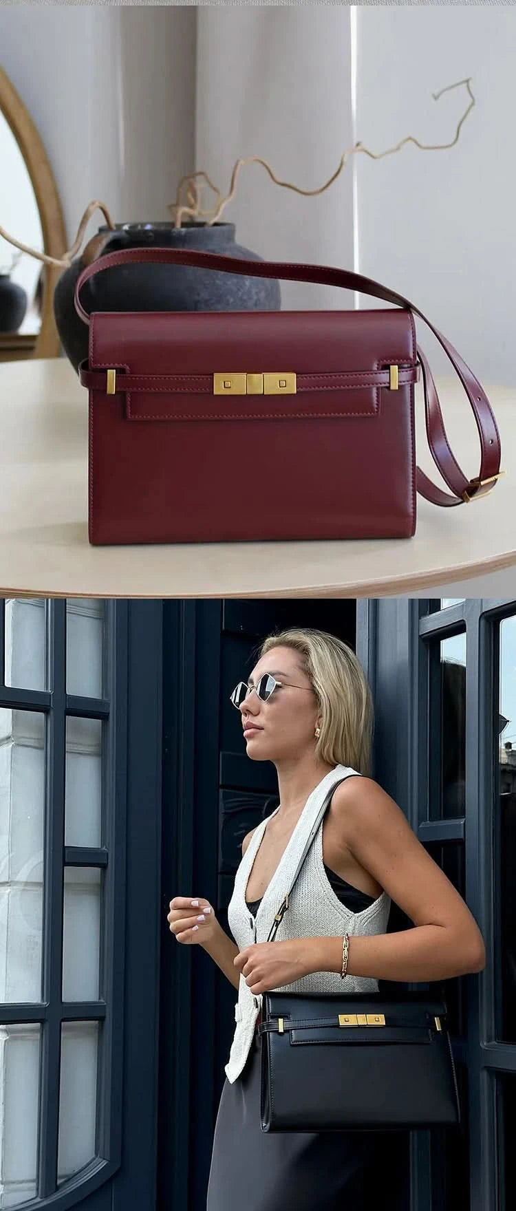 Manhattan handbag,  retro high-end feeling, underarm mailman baguette bag - M & M Global