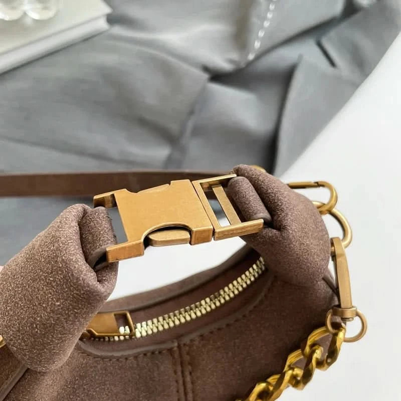 Mini Semicircle Saddle Crossbody Bag For Women Luxury Lemon Color Handbag Half Moon Bag Fashion Chain Lady Cross Body Bag - M & M Global