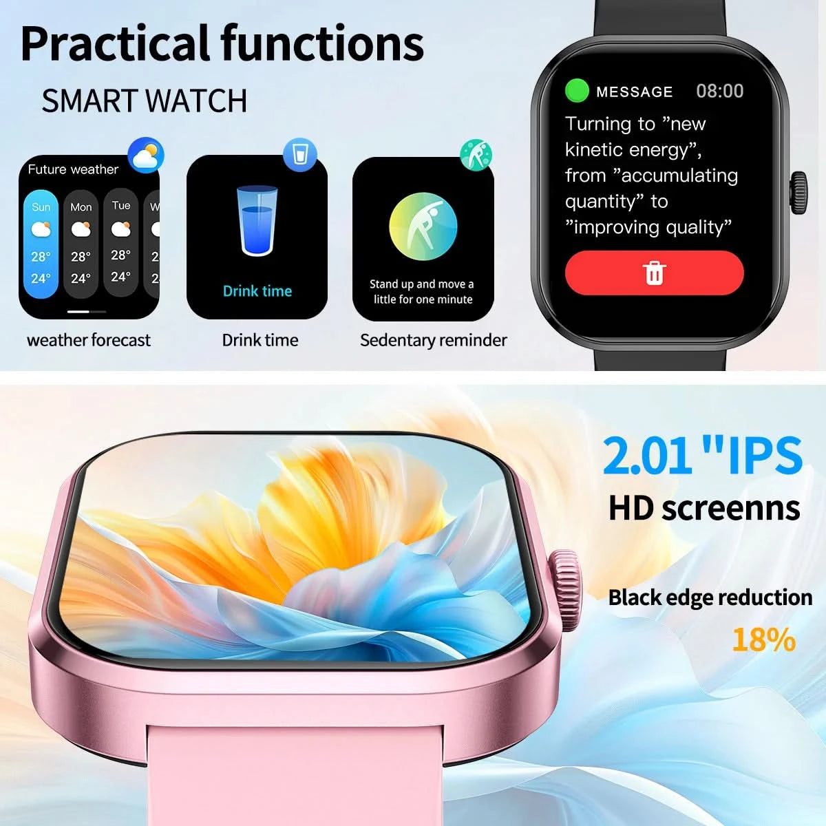 SmartWatch Women Multifunctional Smart watch Full Touch Screen Fitness Sleep Monitor Sports Bracelet Lady