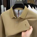 100% pure cotton high-end brand men's long sleeved polo shirt autumn fashion puppy embroidery design original top design T-shirt