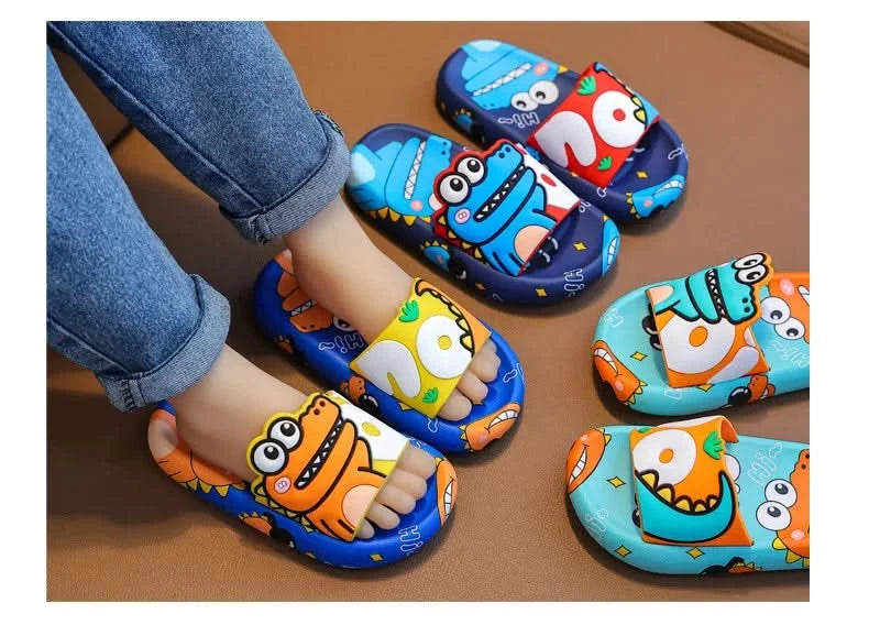 Cartoon Dinosaur Children Slippers Boy Girls Casual Shoes Flat Beach Water Shoes Indoor Soft Kids Cute Flip Flops for Boy Girl - M & M Global