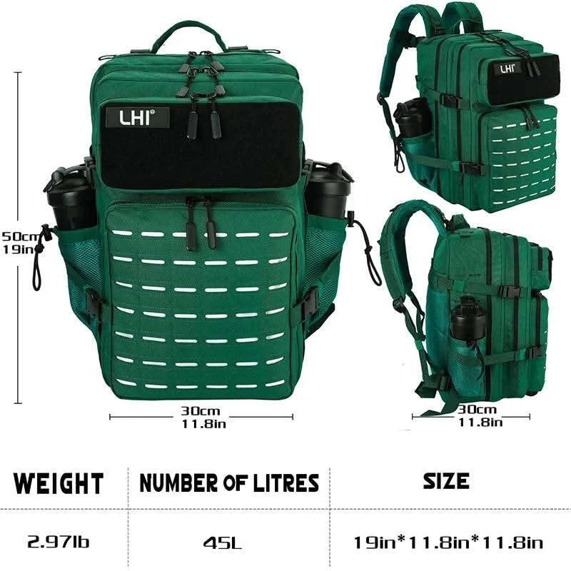 45L/25L Tactical Backapck for Men Women Waterproof Camping Travel Bag Outdoor Sports Hiking Survival Rucksack with Bottle Holder - M & M Global
