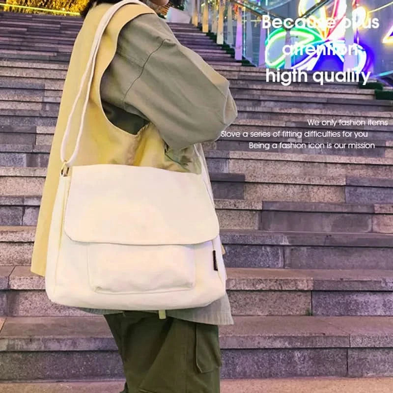 Women's Casual Canvas Messenger Bag Minimalist Crossbody Shoulder Sling Handbag for Students - M & M Global